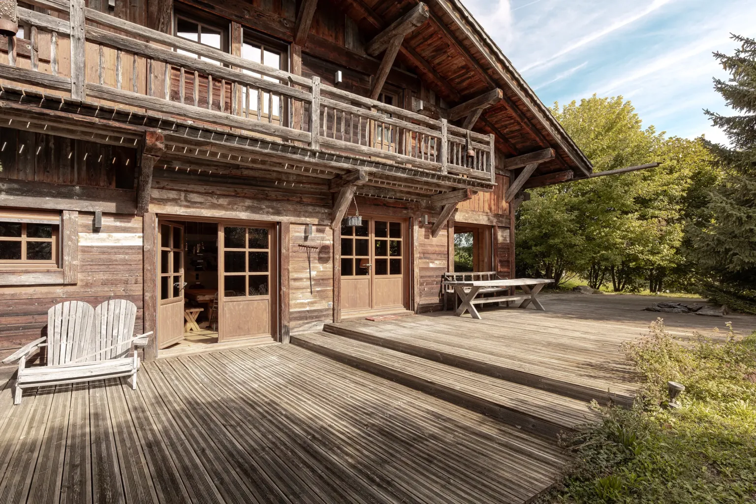 Terrasse et jardin du chalet — Chalet Jaillet, location saisonnière à Megève