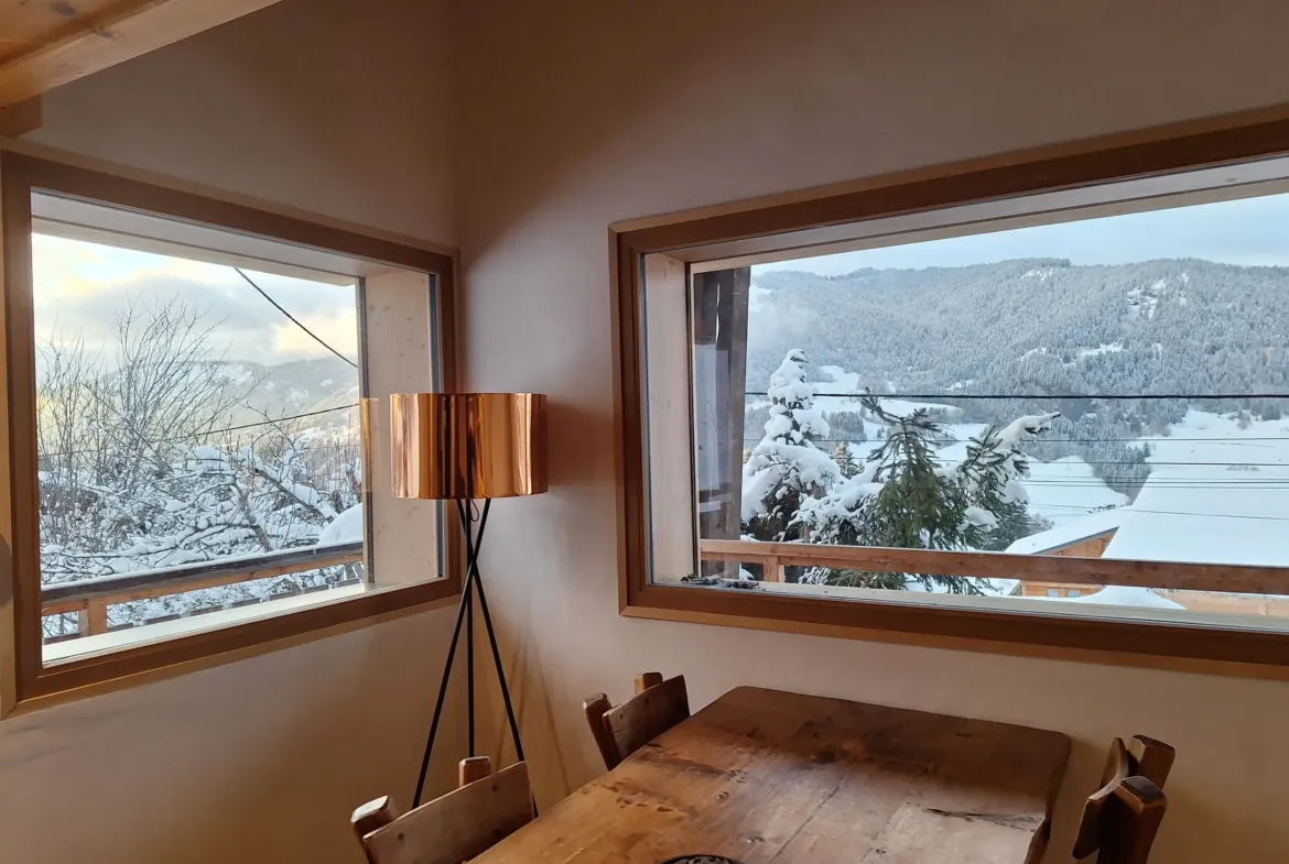 Chalet Le Stevaly, Megève — Espace repas et vue montagne