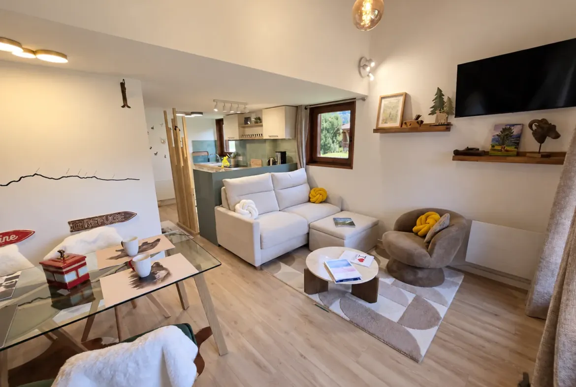 Le Refuge du Buet, Megève — Salon et coin télévision