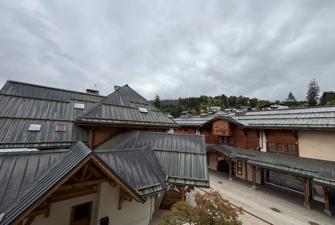 Vue sur les toits du centre de Megève — Appartement Sabaudia, location saisonnière à Megève