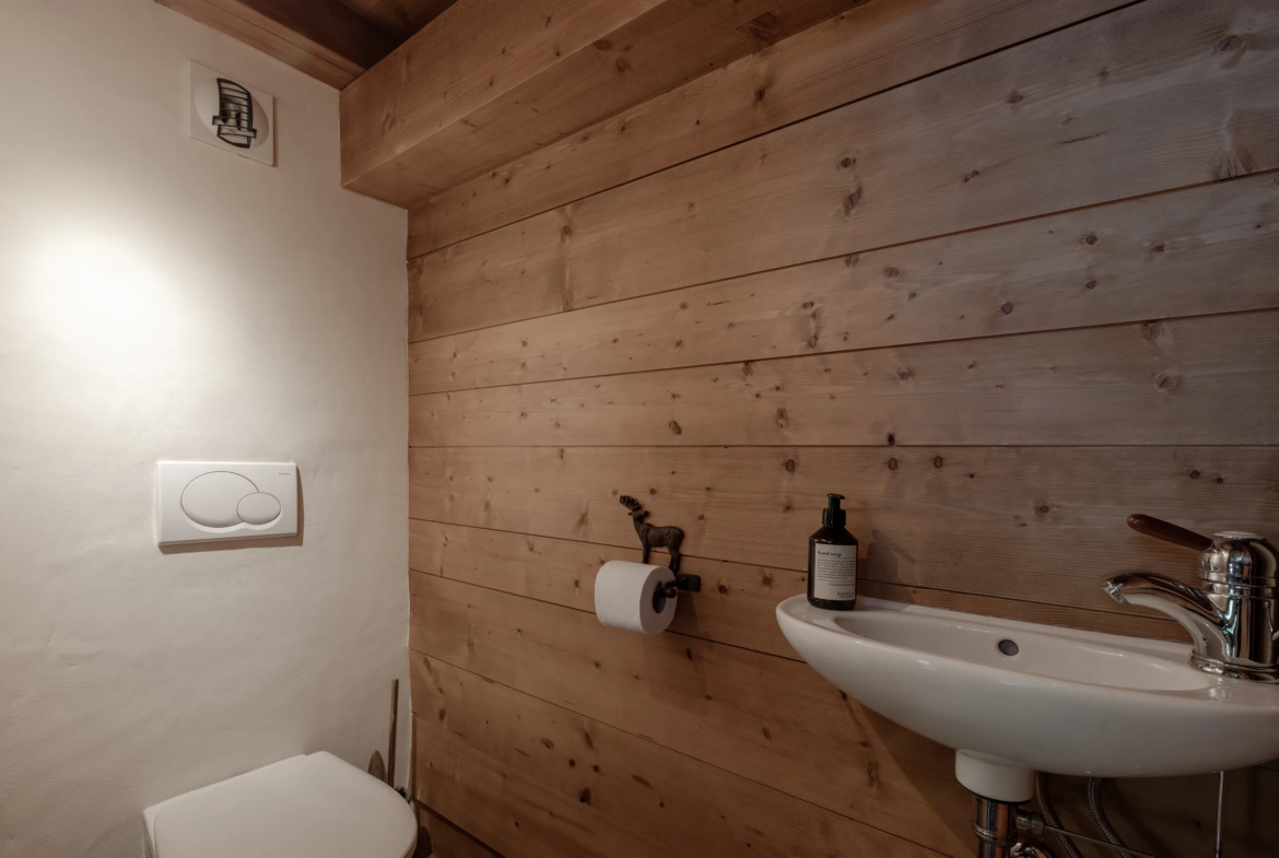 Toilettes, 4e angle — Chalet Mandarine, location saisonnière à Megève